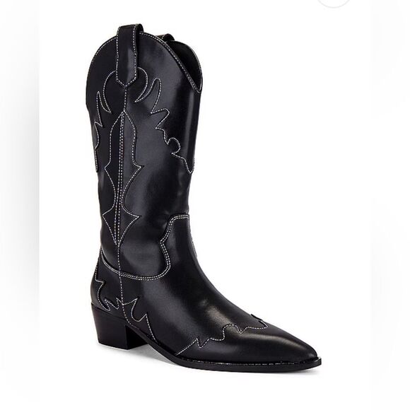 WeWoreWhat Cowboy Boots in Black western cowgirl stitched Revolve 40 10 - Picture 5 of 14
